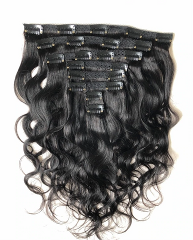 Clip-in human hair extensions