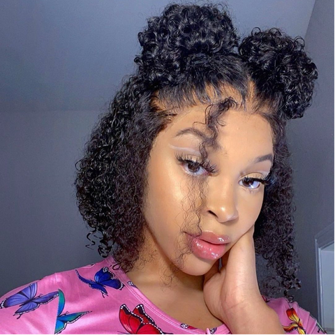 Curly space buns hairstyle