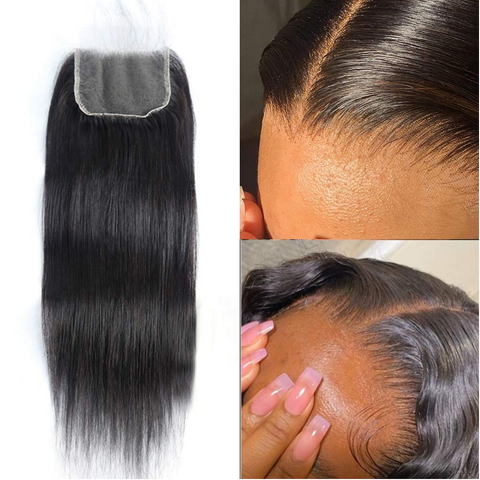 Straight hair closure with parting
