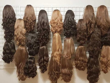 Wigs in different styles and colors
