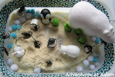 use play dough to set up an arctic sensory play bin