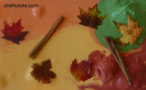 fall sensory oobleck for mud kitchen play