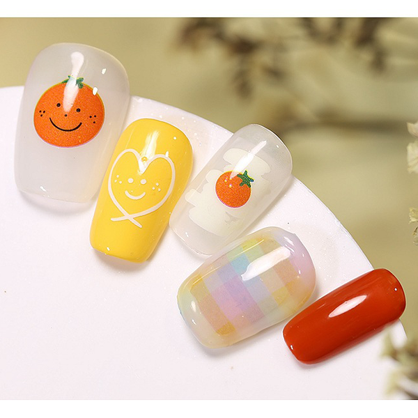 Aha smiley cute oranges with hearts nail stickers