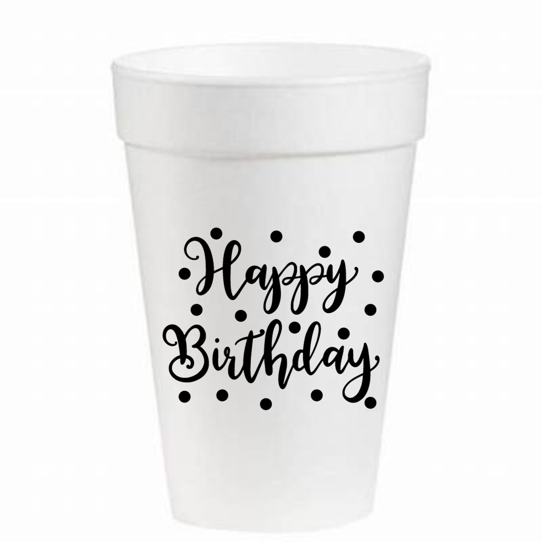 Happy Birthday! (gold)  Frost Flex Cups (12 oz.) ** BULK 100 **