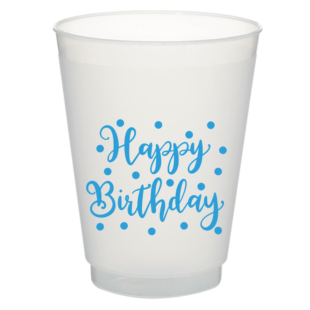 Happy Birthday! (gold)  Frost Flex Cups (12 oz.) ** BULK 100 **