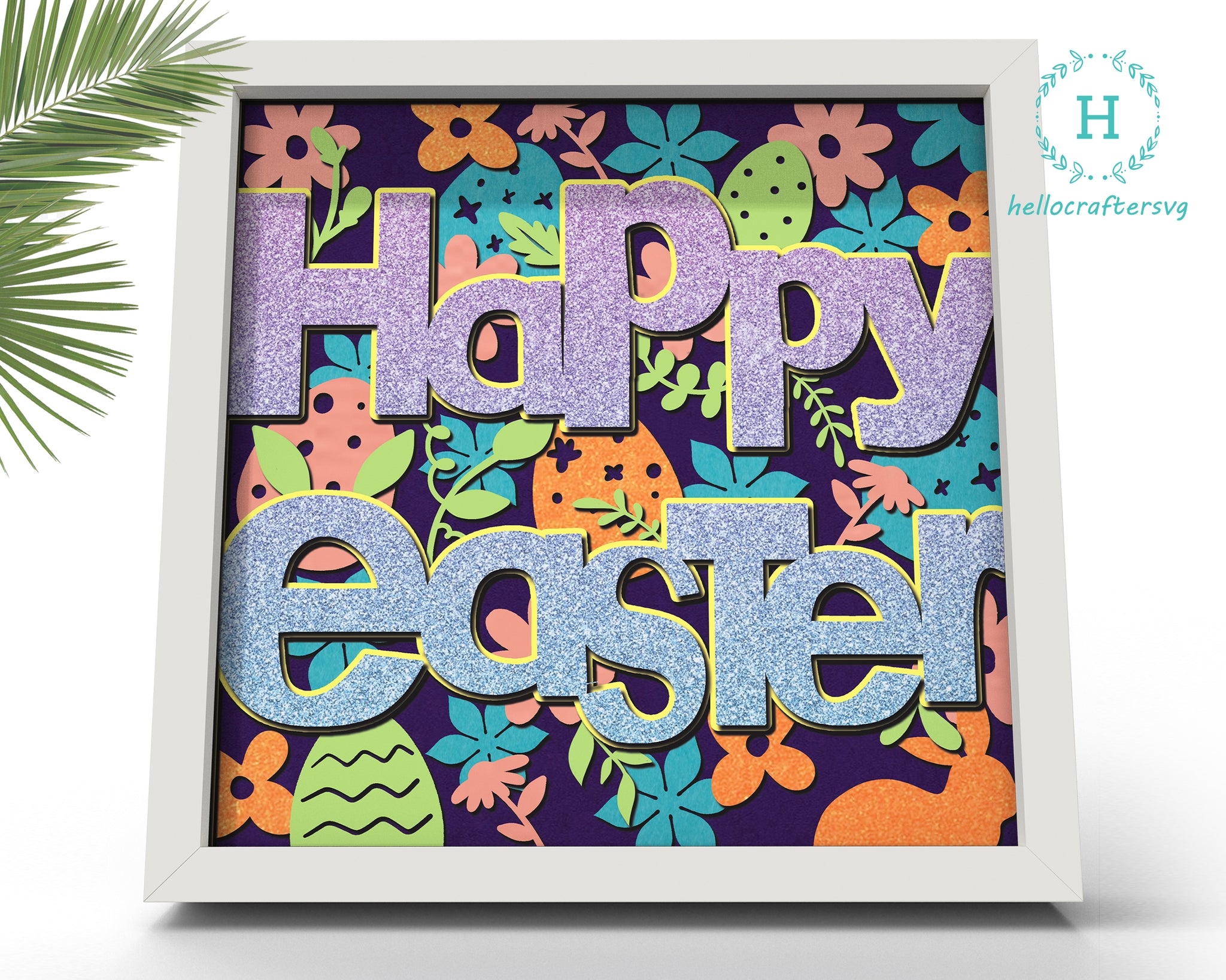 3D HAPPY EASTER 2 Svg, Easter Spring Shadow Box Svg - hellocraftersvg