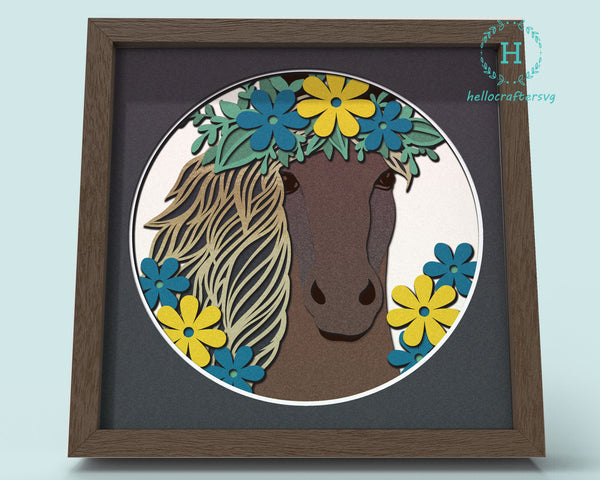 3d HORSE Svg, HORSE Shadow Box Svg - hellocraftersvg