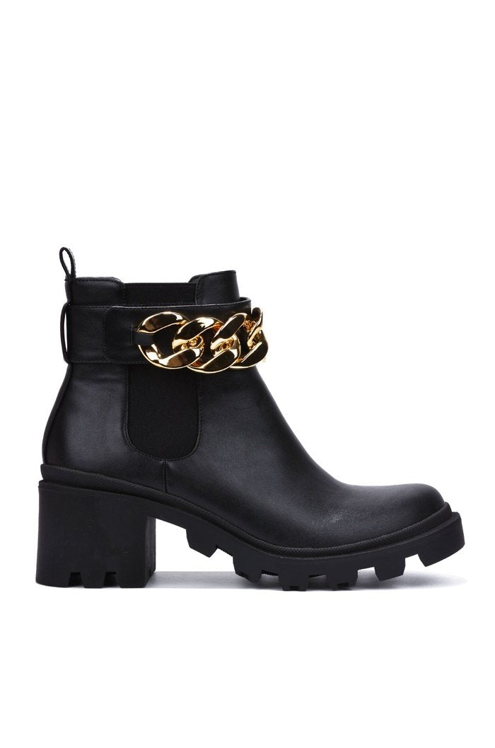Women block heel combat Ankle boots With Chain ( Shiba By Cape Robbin ...