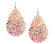 Glitter Leather Teardrop Dangle Earrings
