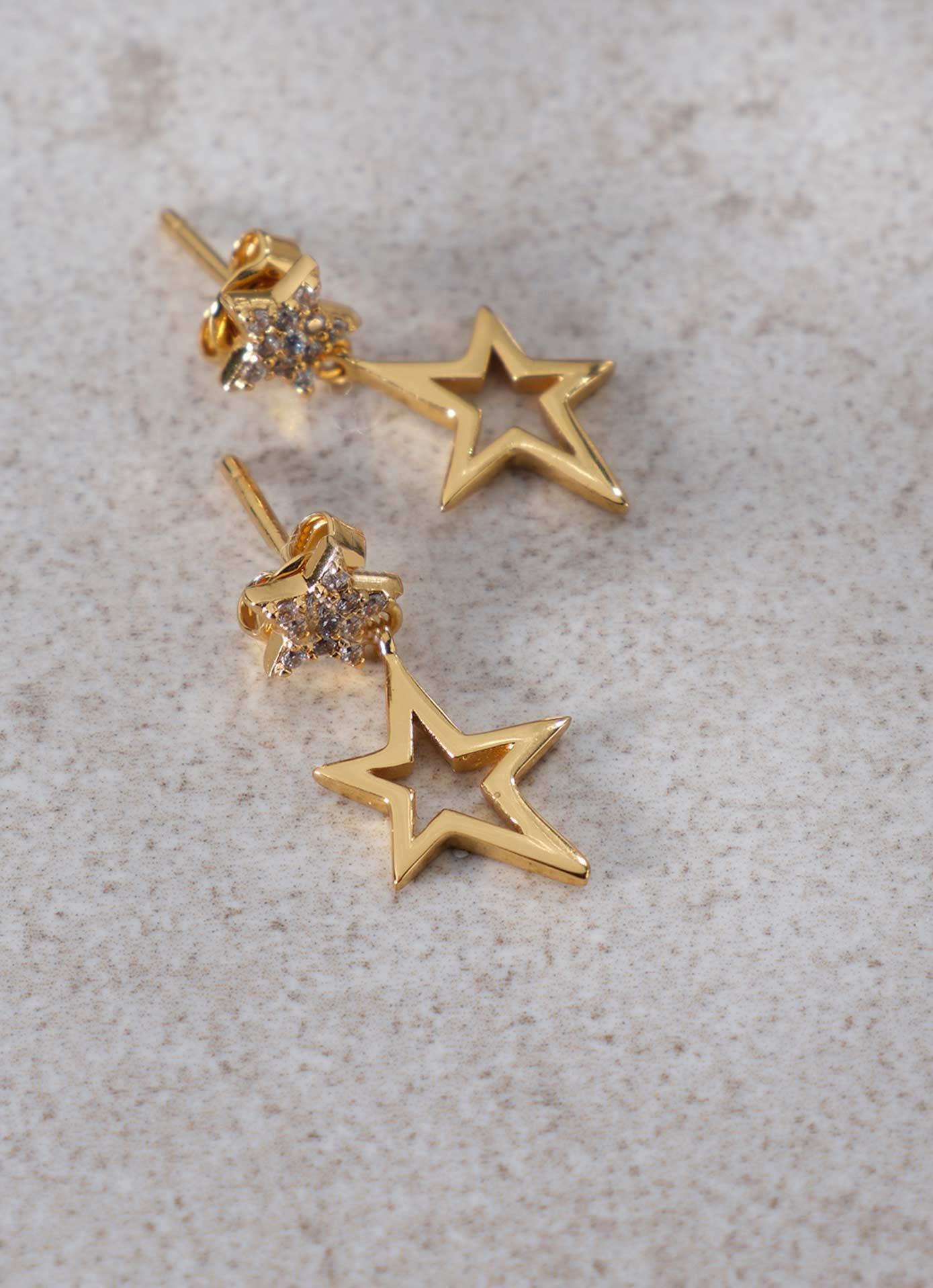 Gold Plated Star Drop Earrings Mint Velvet