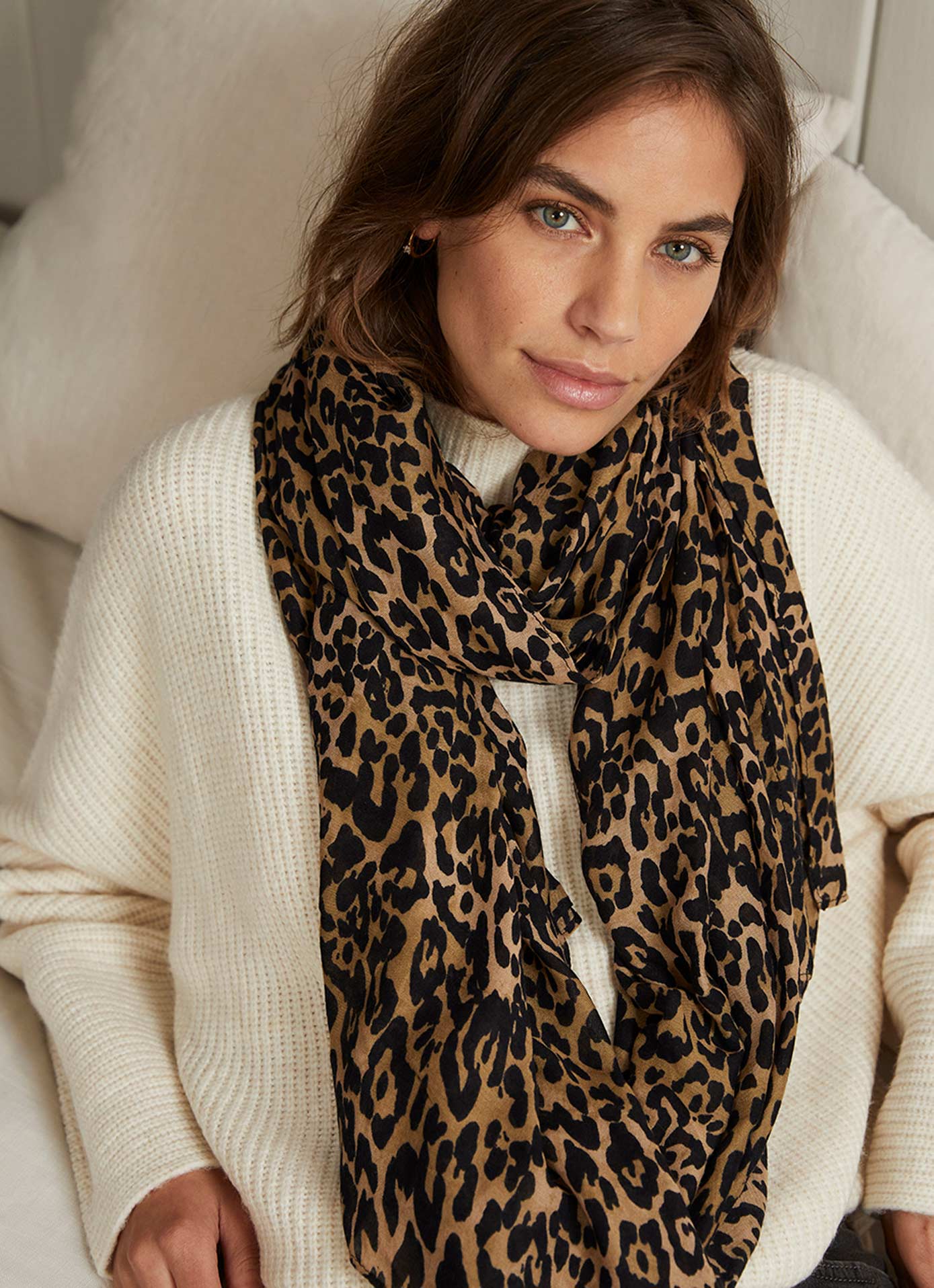 Reversible Leopard Print Scarf - Mustard And Grey - LavenderLime scarf