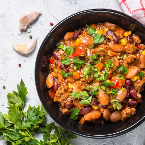 Chilli mit Insektenburgerpatty