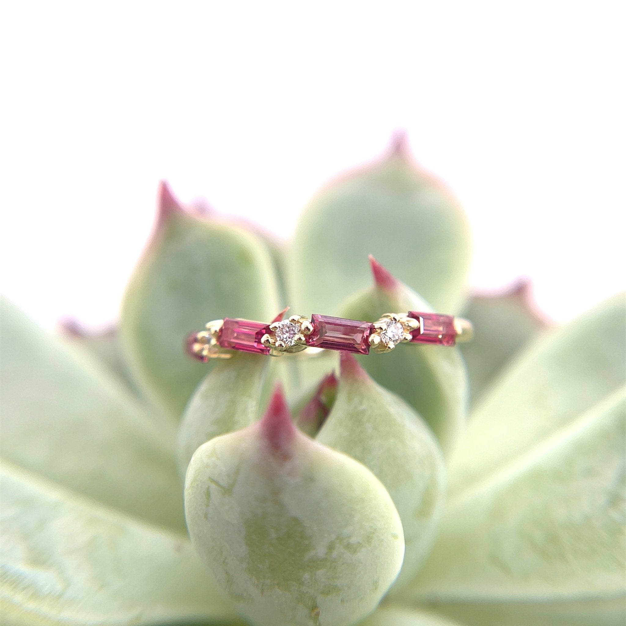 Fireworks Thin Baguette Half Band Ring