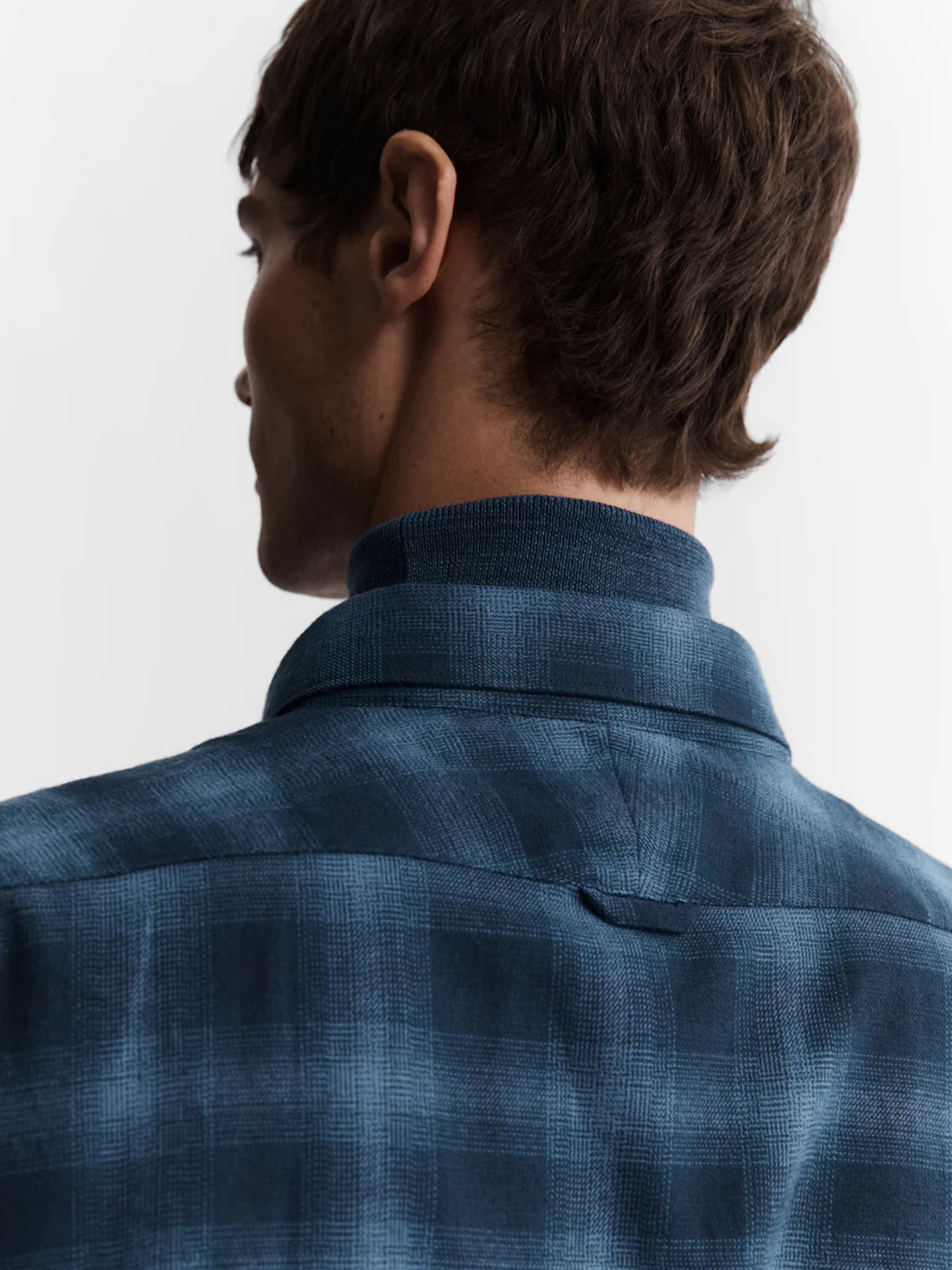 Slim Fit Blue Tonal Check Flannel Shirt