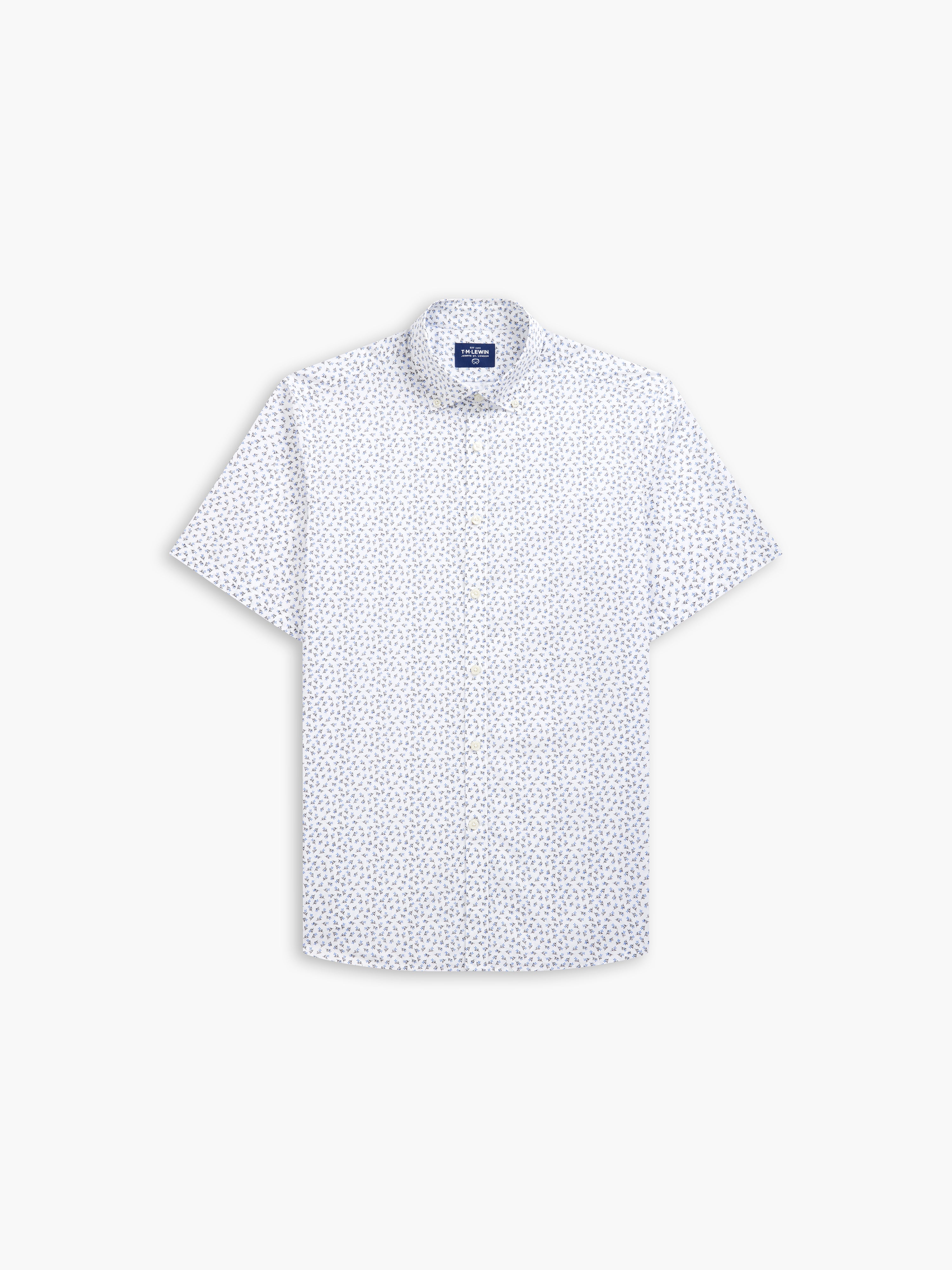 Short Sleeve Floral Shirt White Navy