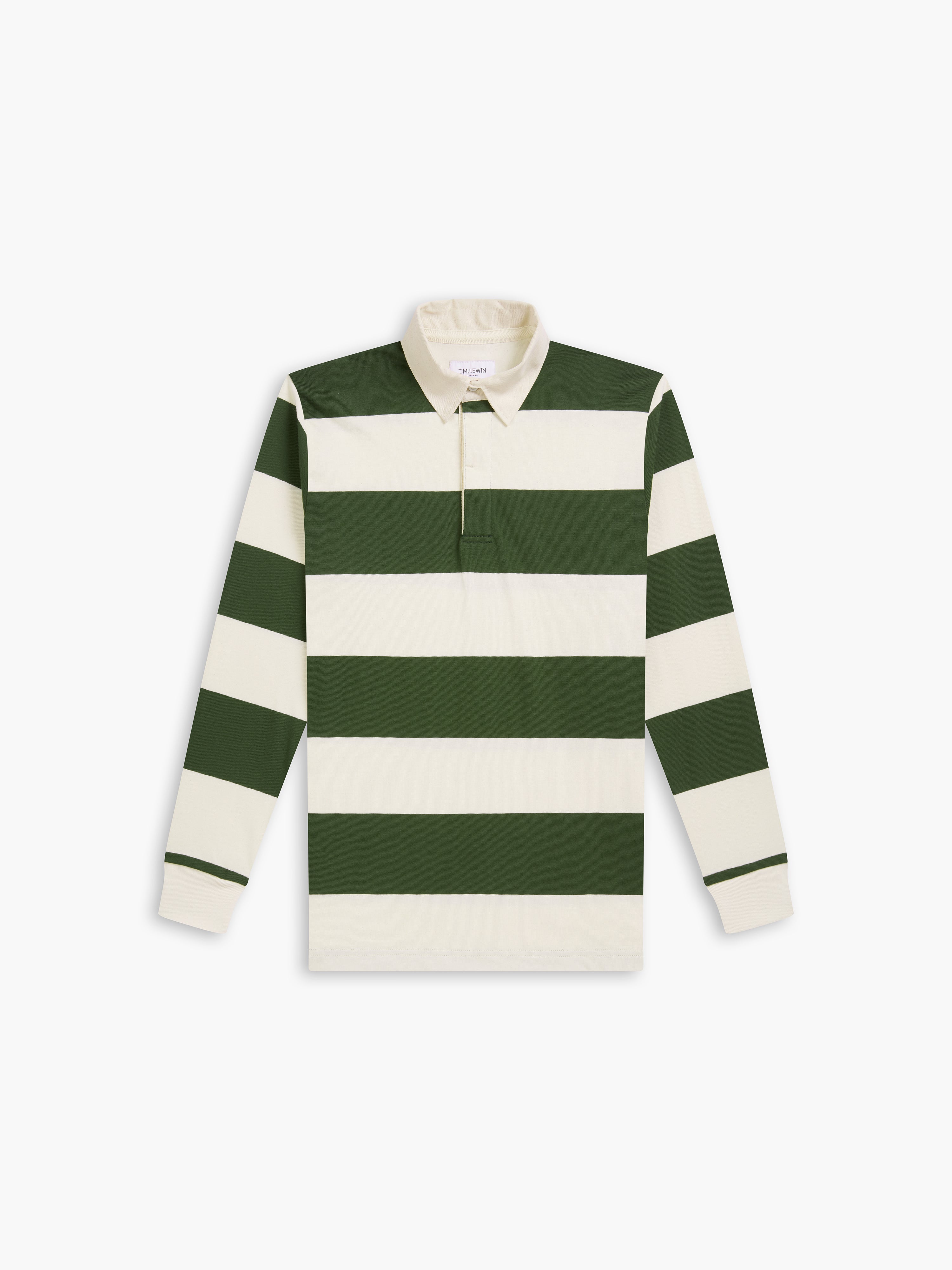 Cotton Rugby Shirt in Khaki Stripe