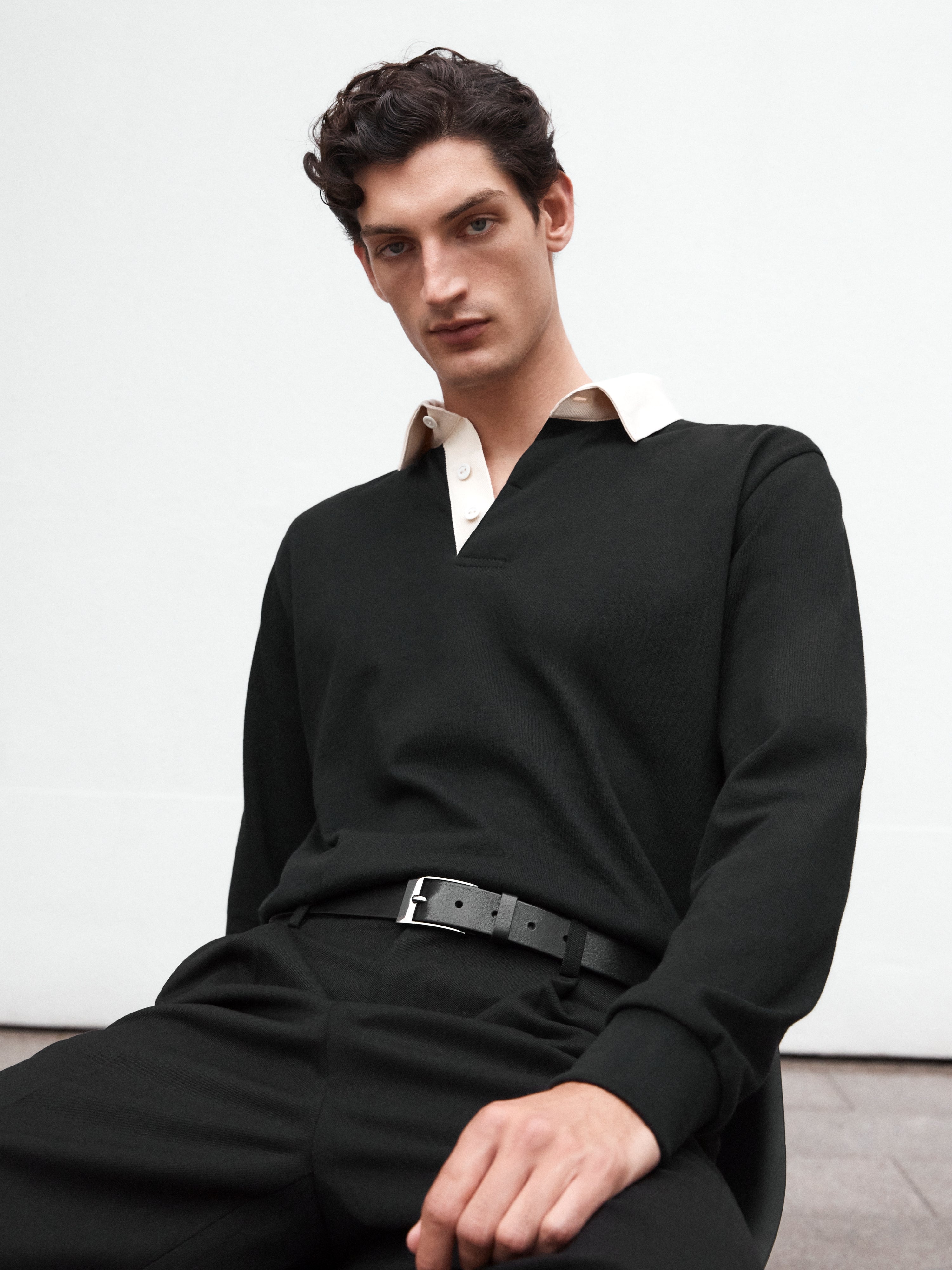 Cotton Rugby Shirt in Black