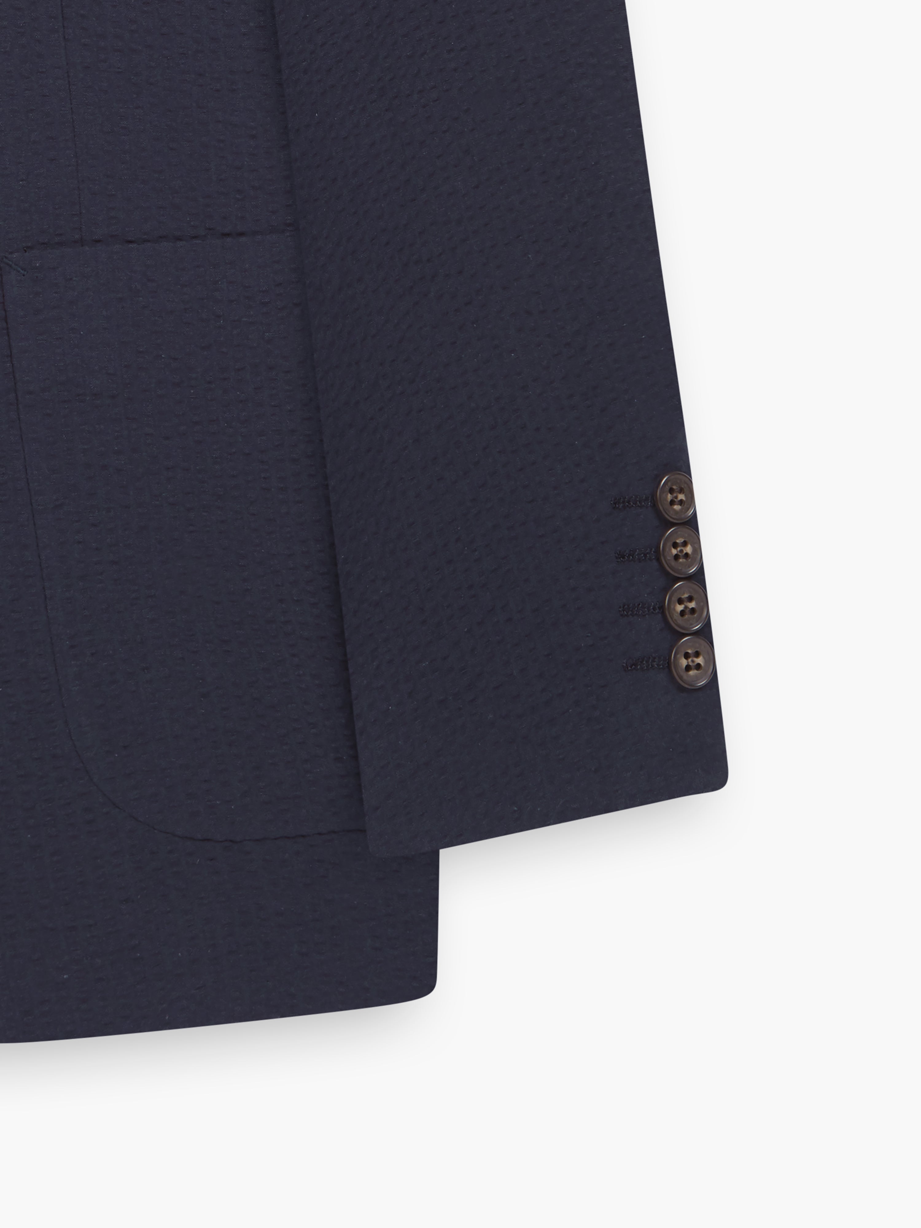 Rhodes Slim Navy Cotton-Linen Seersucker Blazer