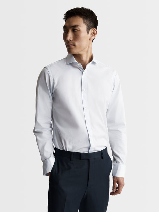 White Oxford Fitted Double Cuff Classic Collar Shirt – tmlewinuk