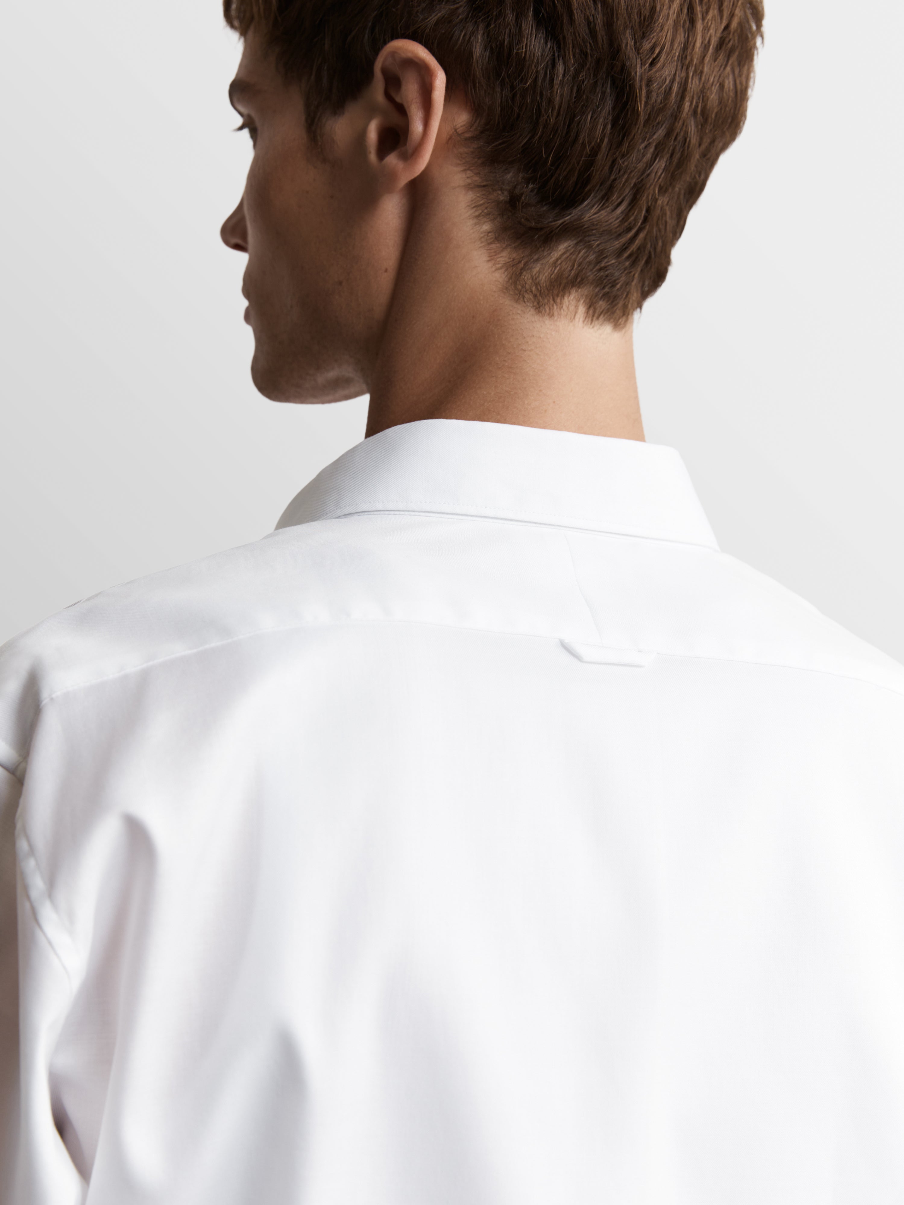 Plain Statement Twill Slim Fit White Shirt