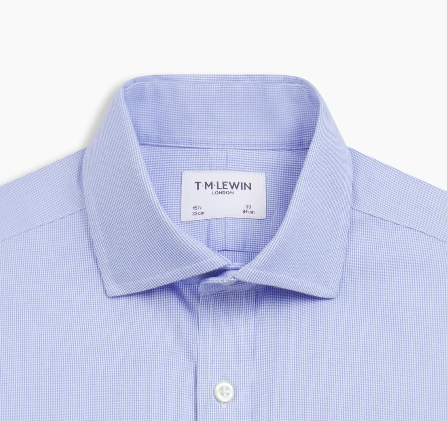 A Blue Semi-Cutaway Collar Shirt