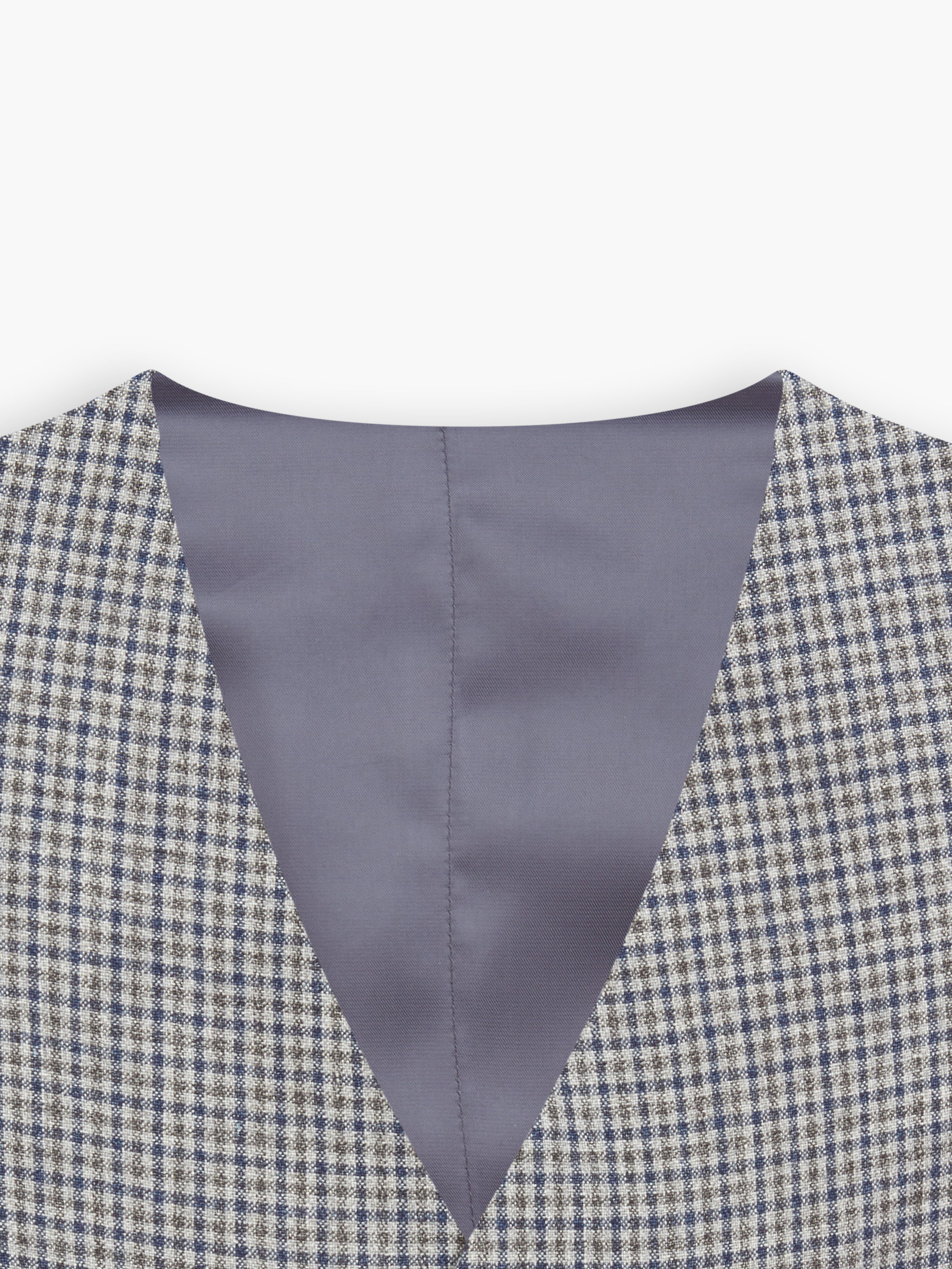 Ravello Italian Summer Slim Fit Grey and Navy Microcheck Waistcoat