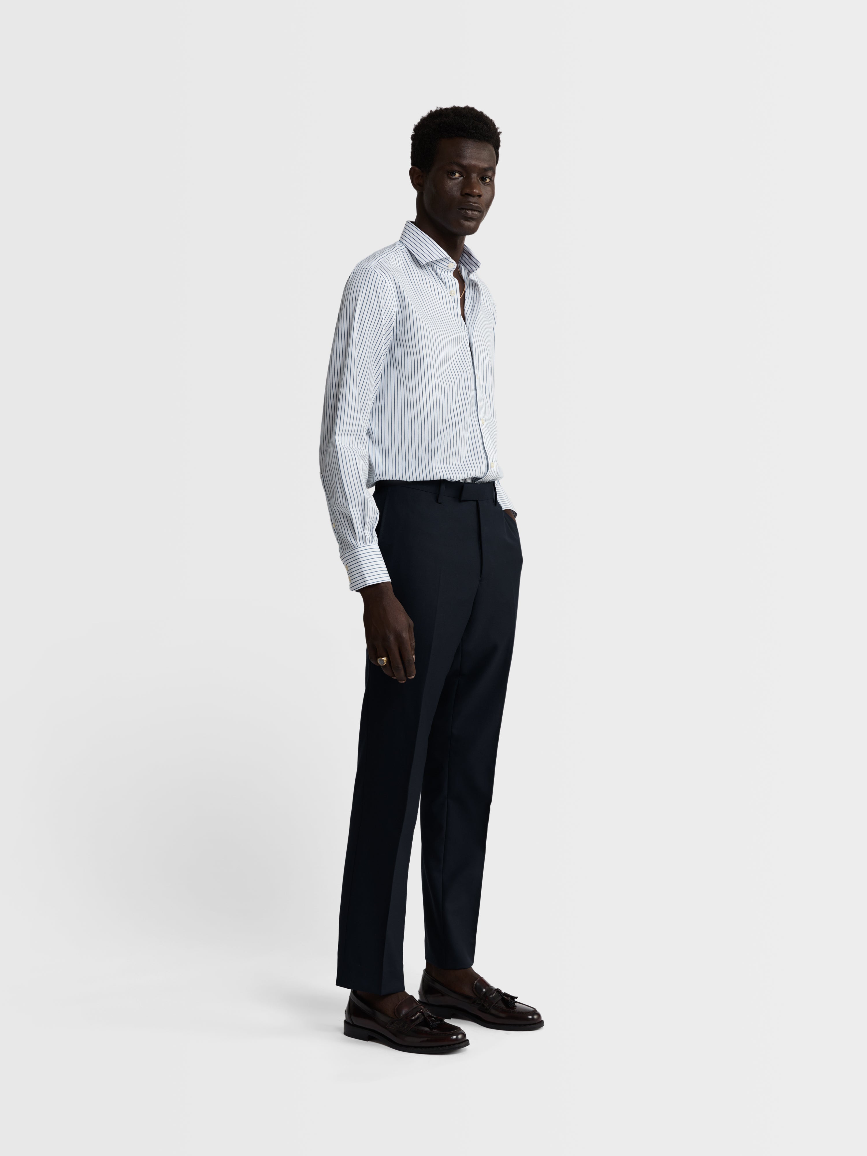 Birch Barberis Regular Fit Navy Trousers