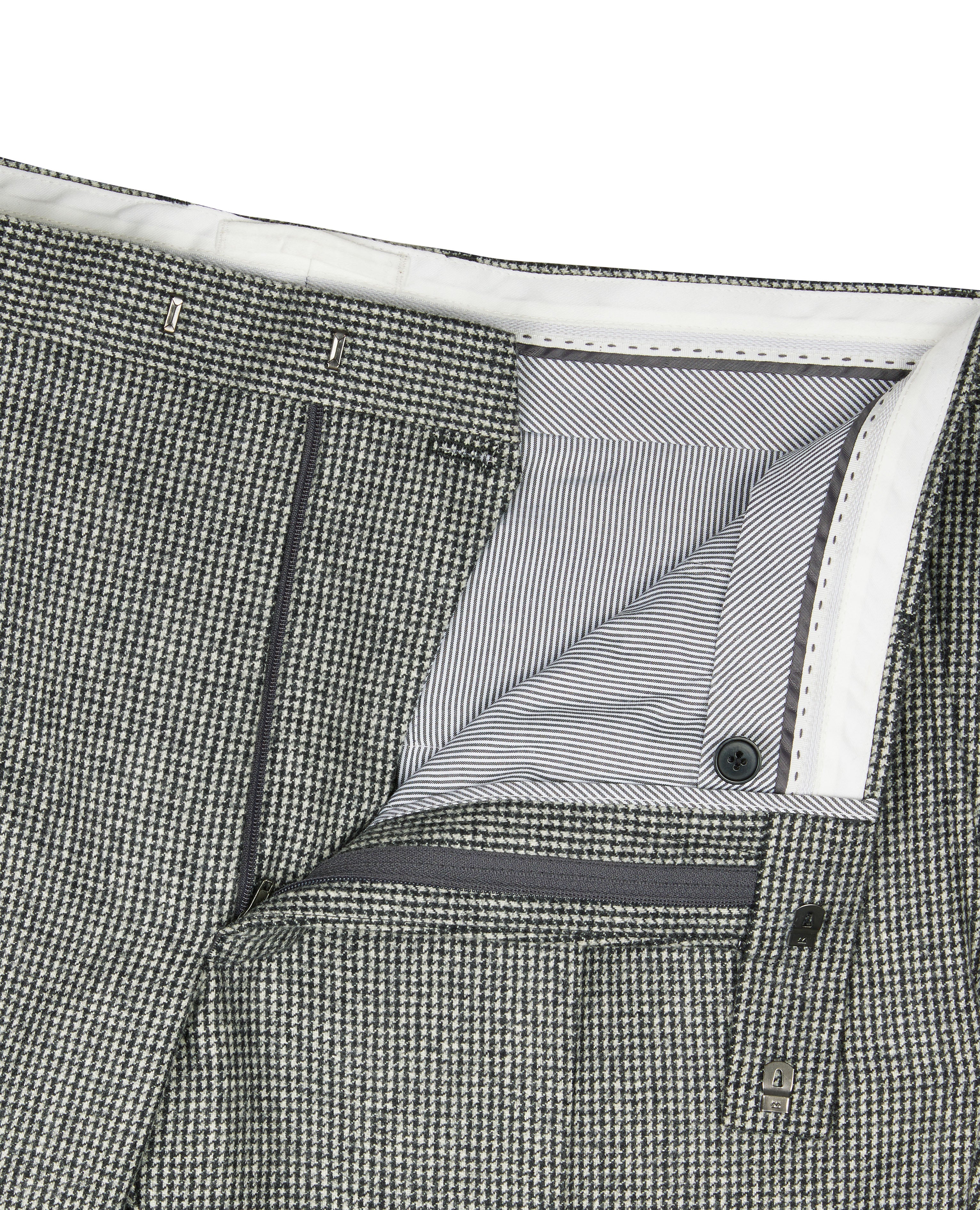 Auden Barberis Slim Fit Grey Houndstooth Merino Wool Trouser