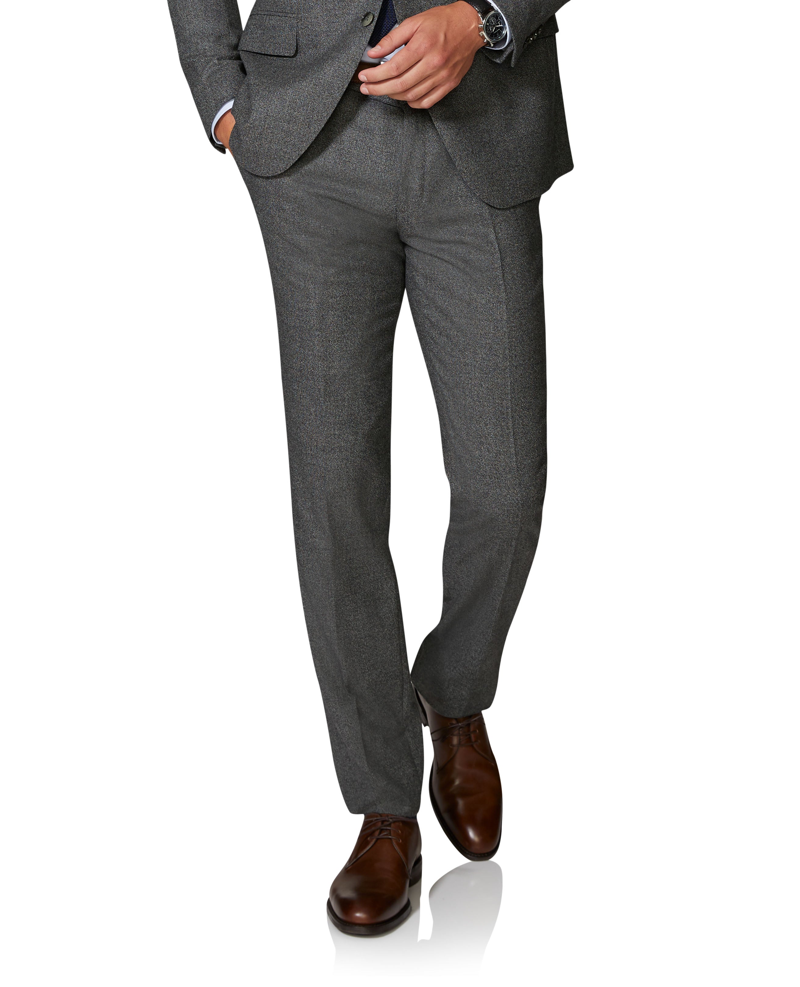 Augusta Slim Fit Grey Merino Wool Trousers