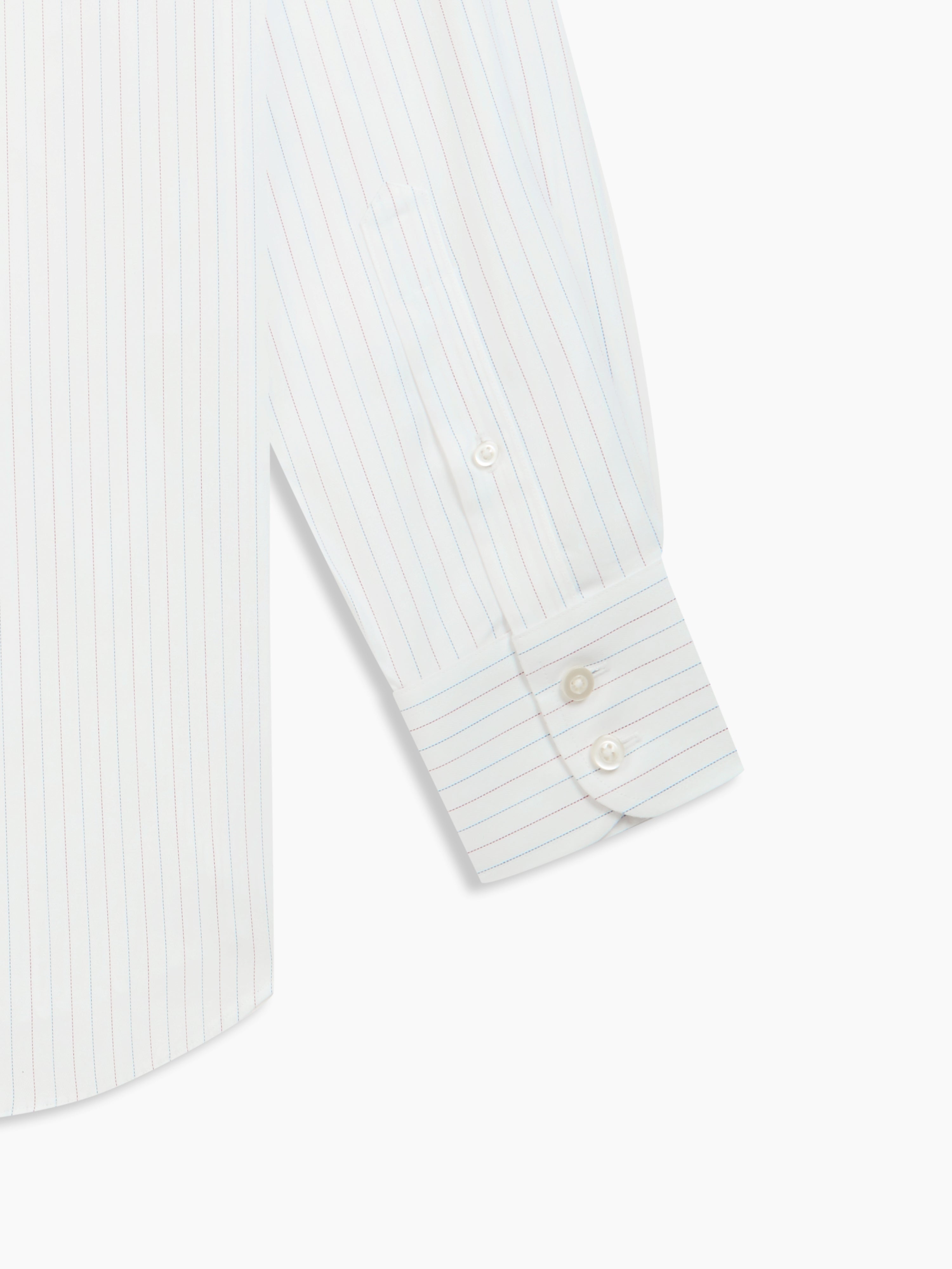 Non-Iron Navy & Red Fine Stripe Herringbone Regular Fit Single Cuff Classic Collar Shirt