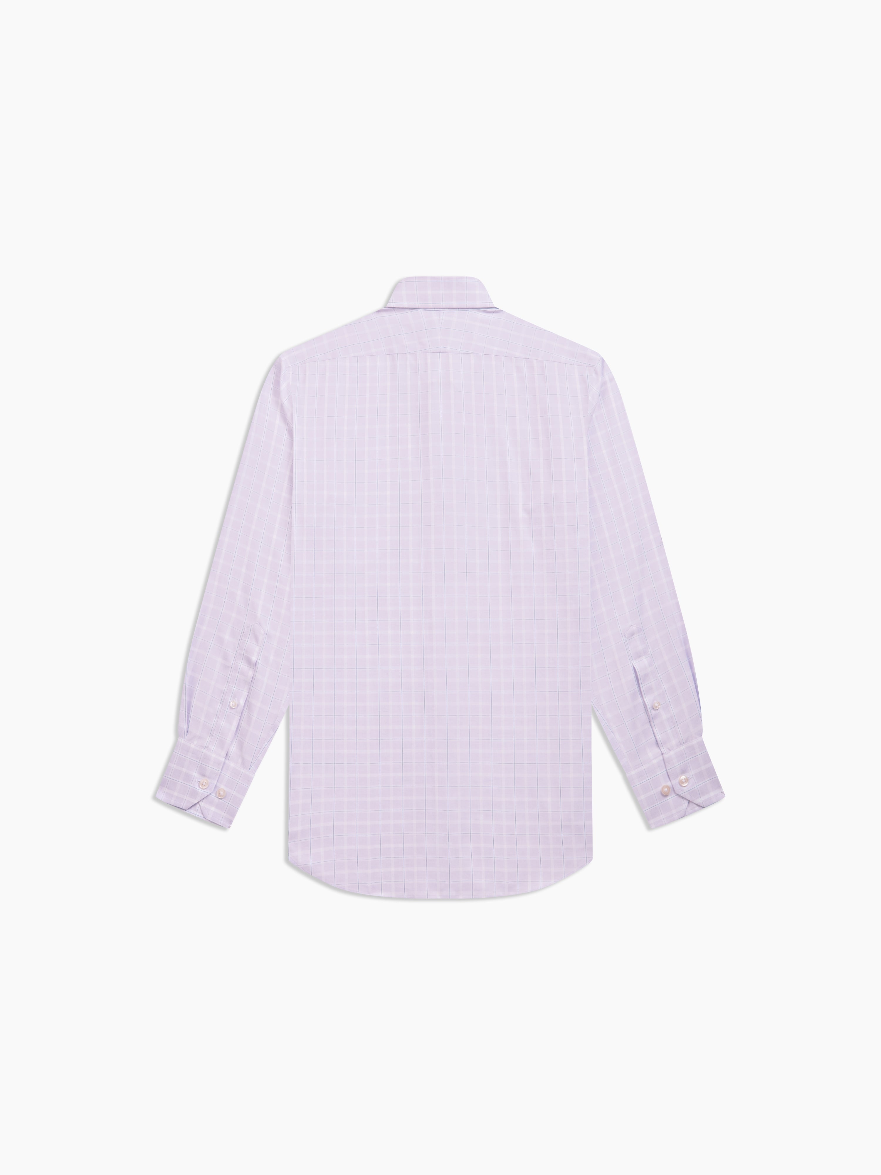 Non-Iron Lilac Multi Windowpane Twill Fitted Single Cuff Semi-Cutaway Collar Shirt