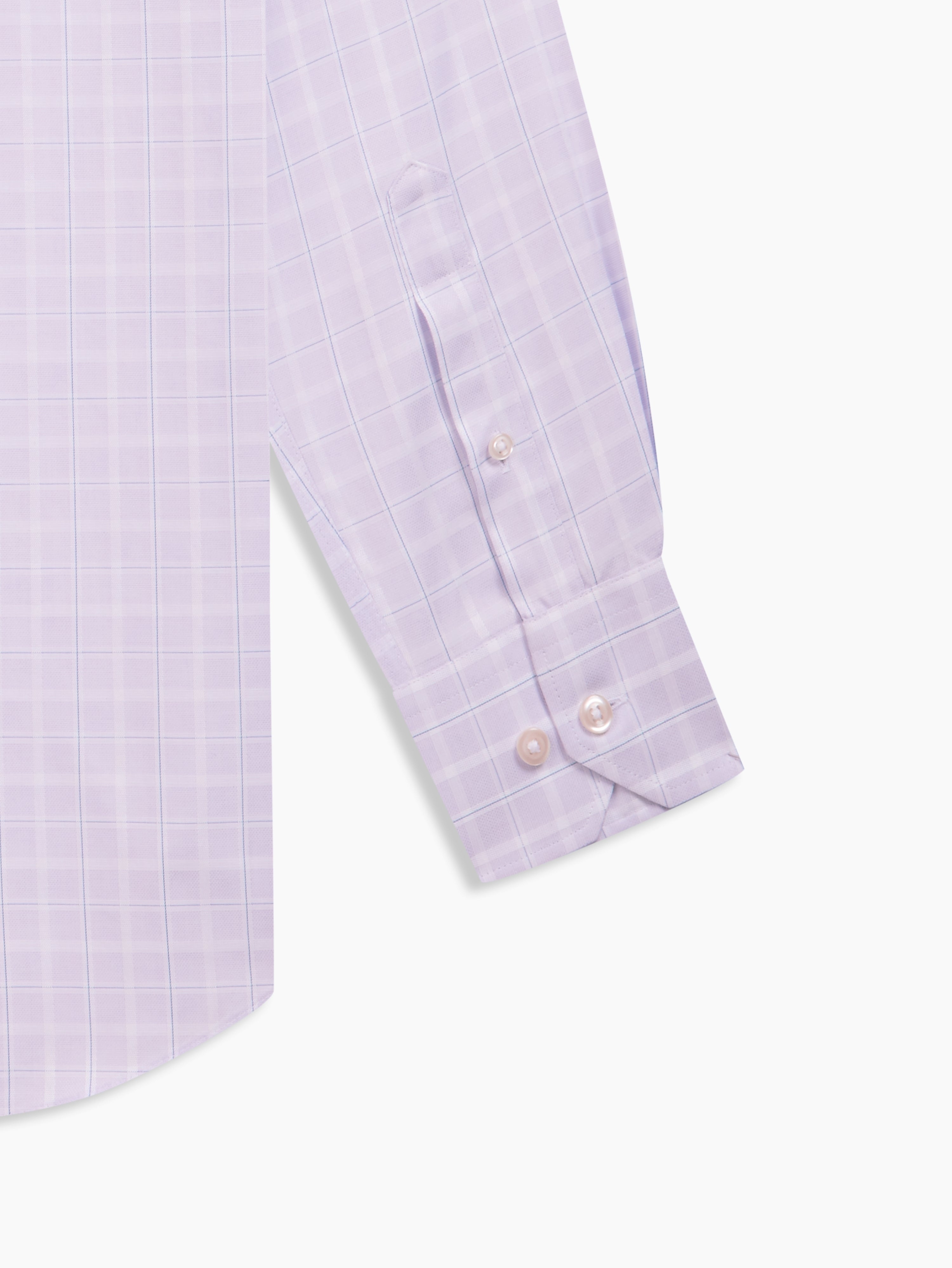 Non-Iron Lilac Multi Windowpane Twill Fitted Single Cuff Semi-Cutaway Collar Shirt