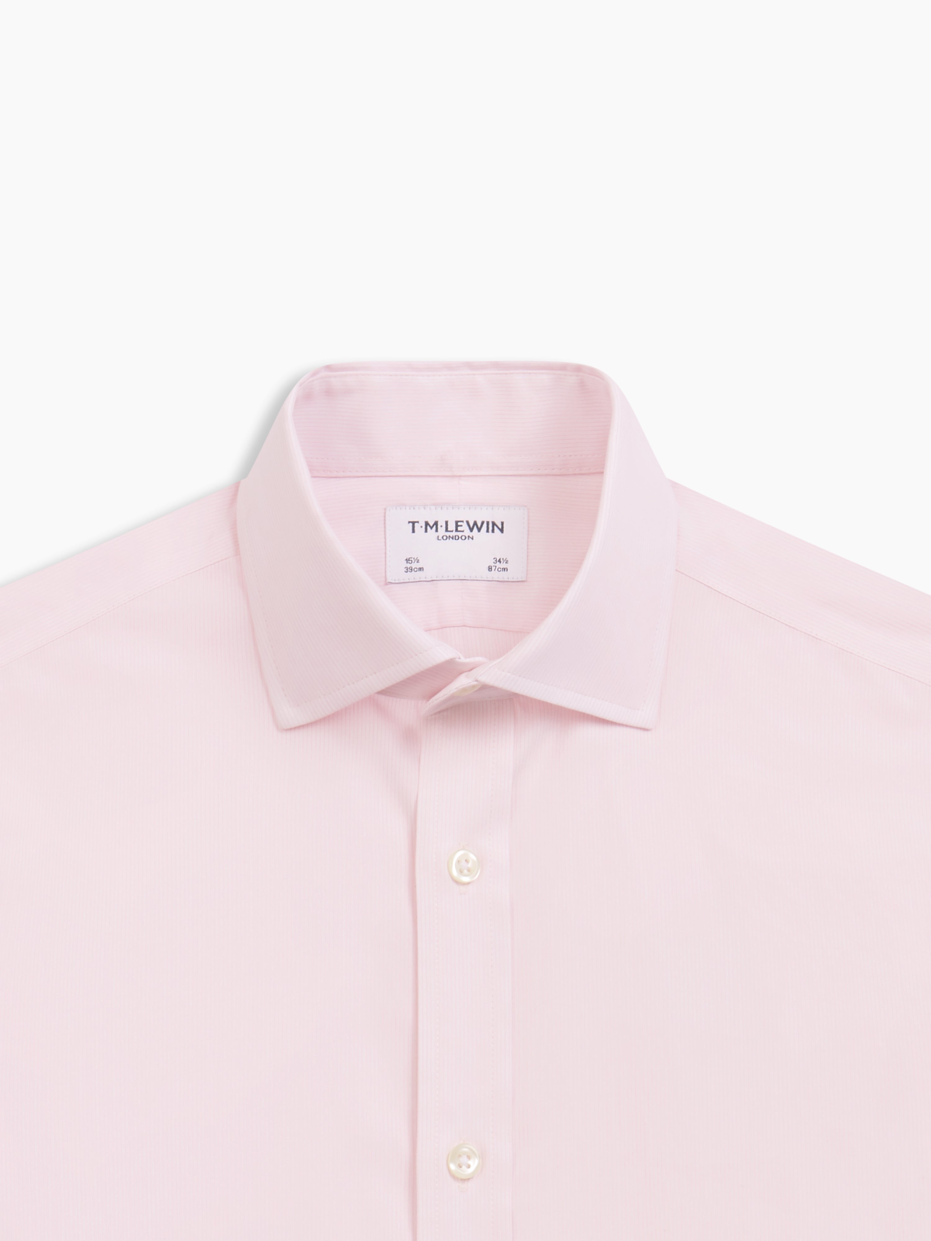 Non-Iron Pink Micro Pinstripe Plain Weave Slim Fit Single Cuff Semi-Cutaway Collar Shirt