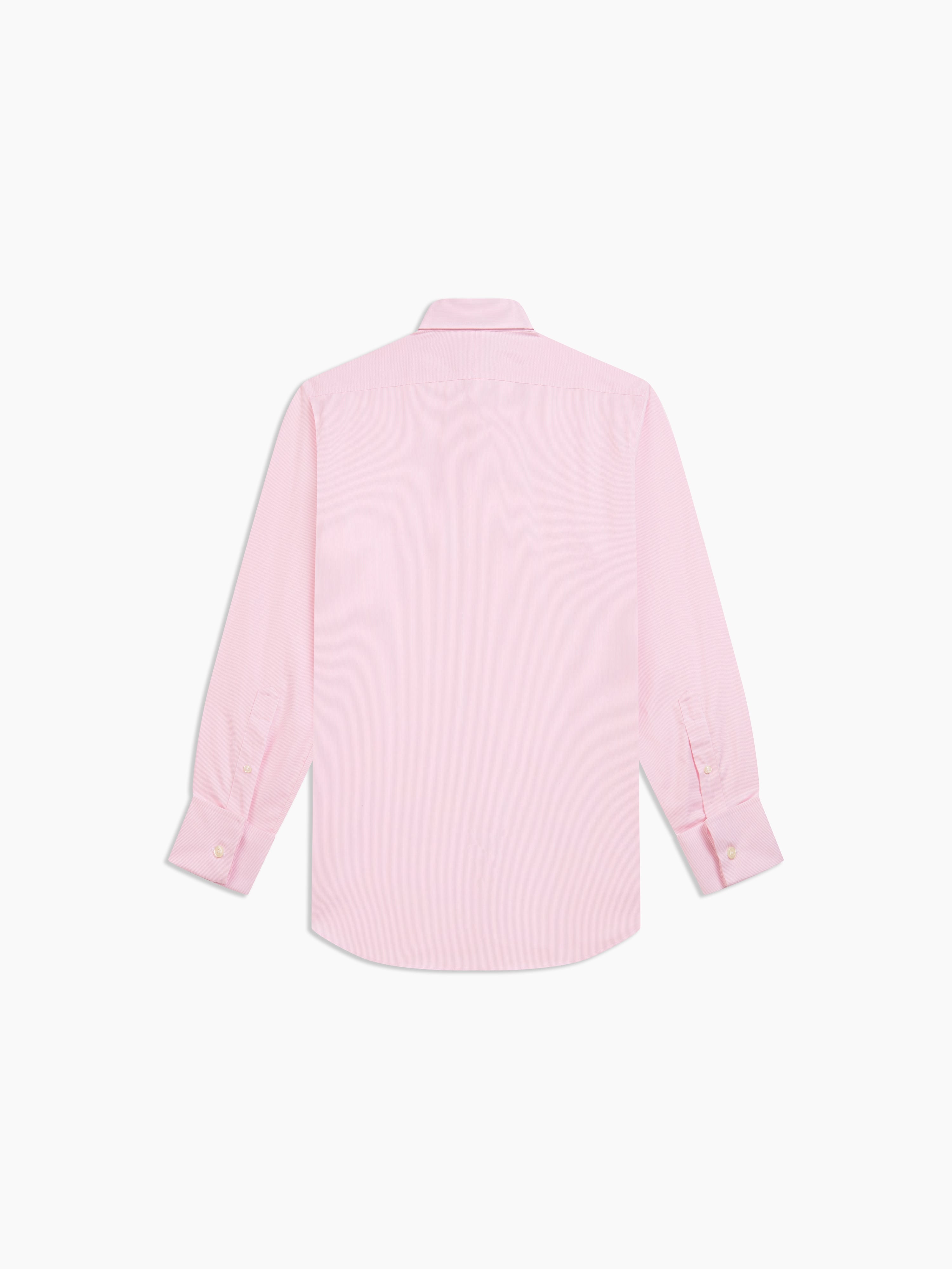 Non-Iron Pink Mini Pinstripe Plain Weave Slim Fit Dual Cuff Semi-Cutaway Collar Shirt