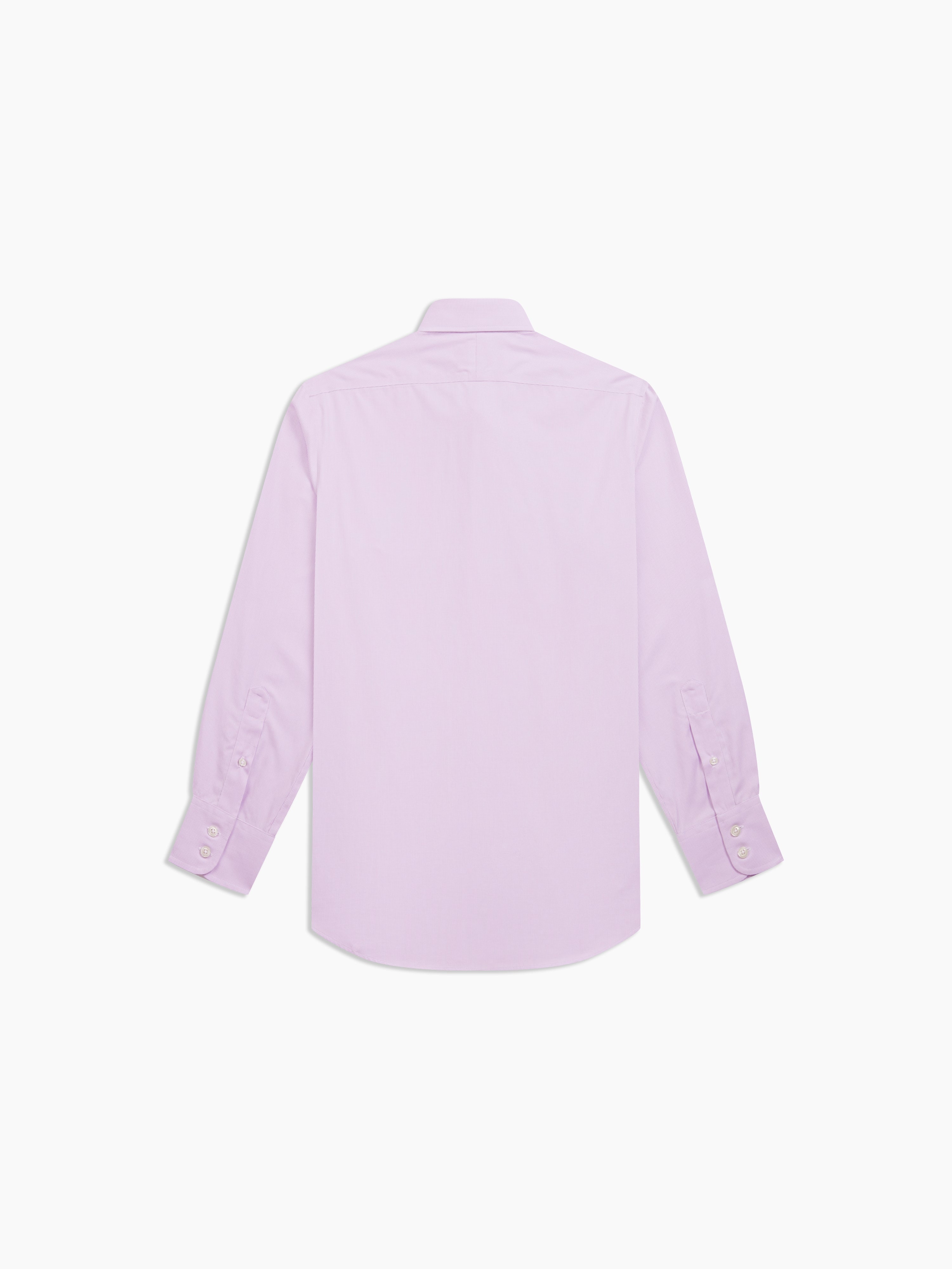 Non-Iron Lilac Mini Puppytooth Plain Weave Slim Fit Single Cuff Semi-Cutaway Collar Shirt