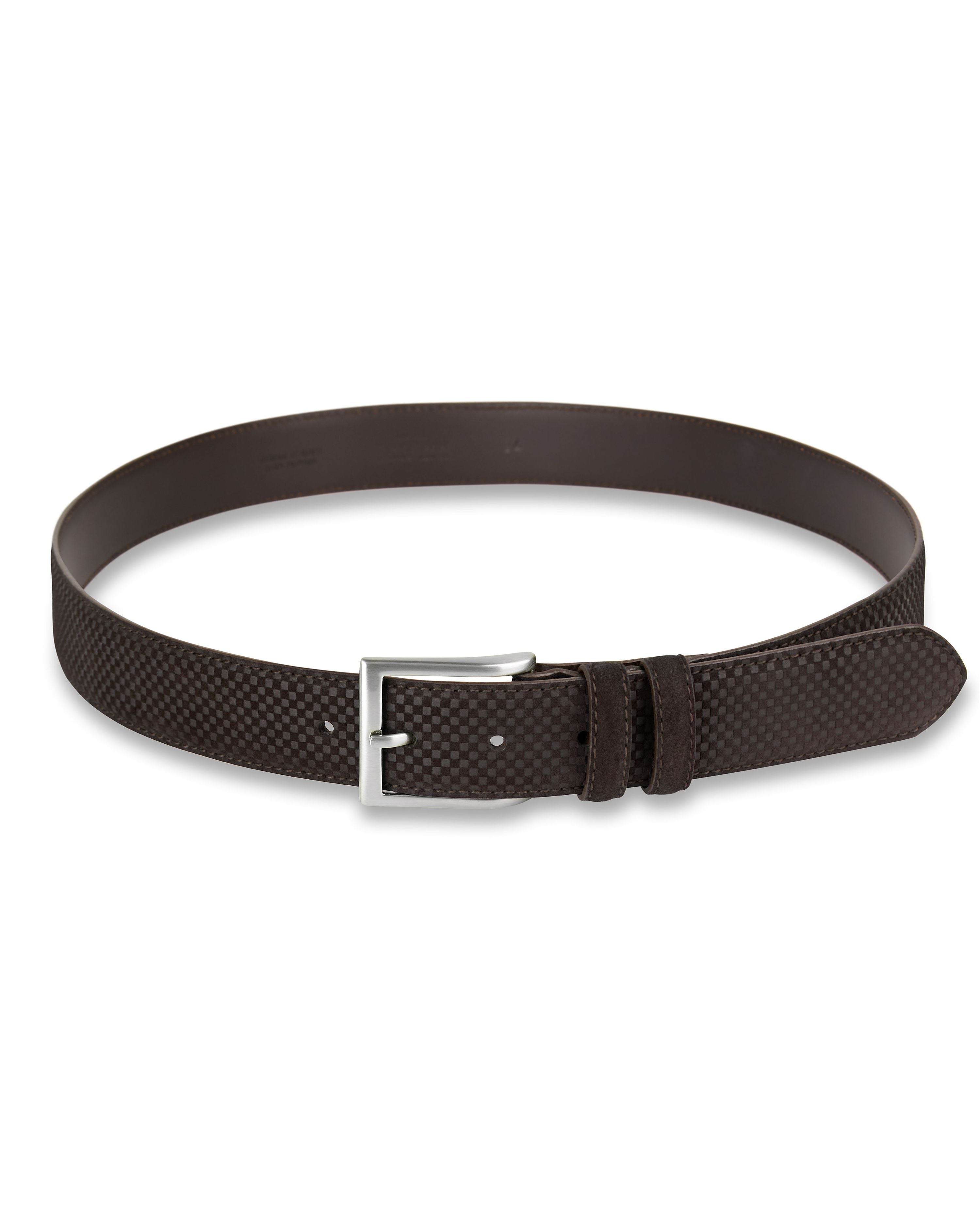 Brown Check Suede Belt