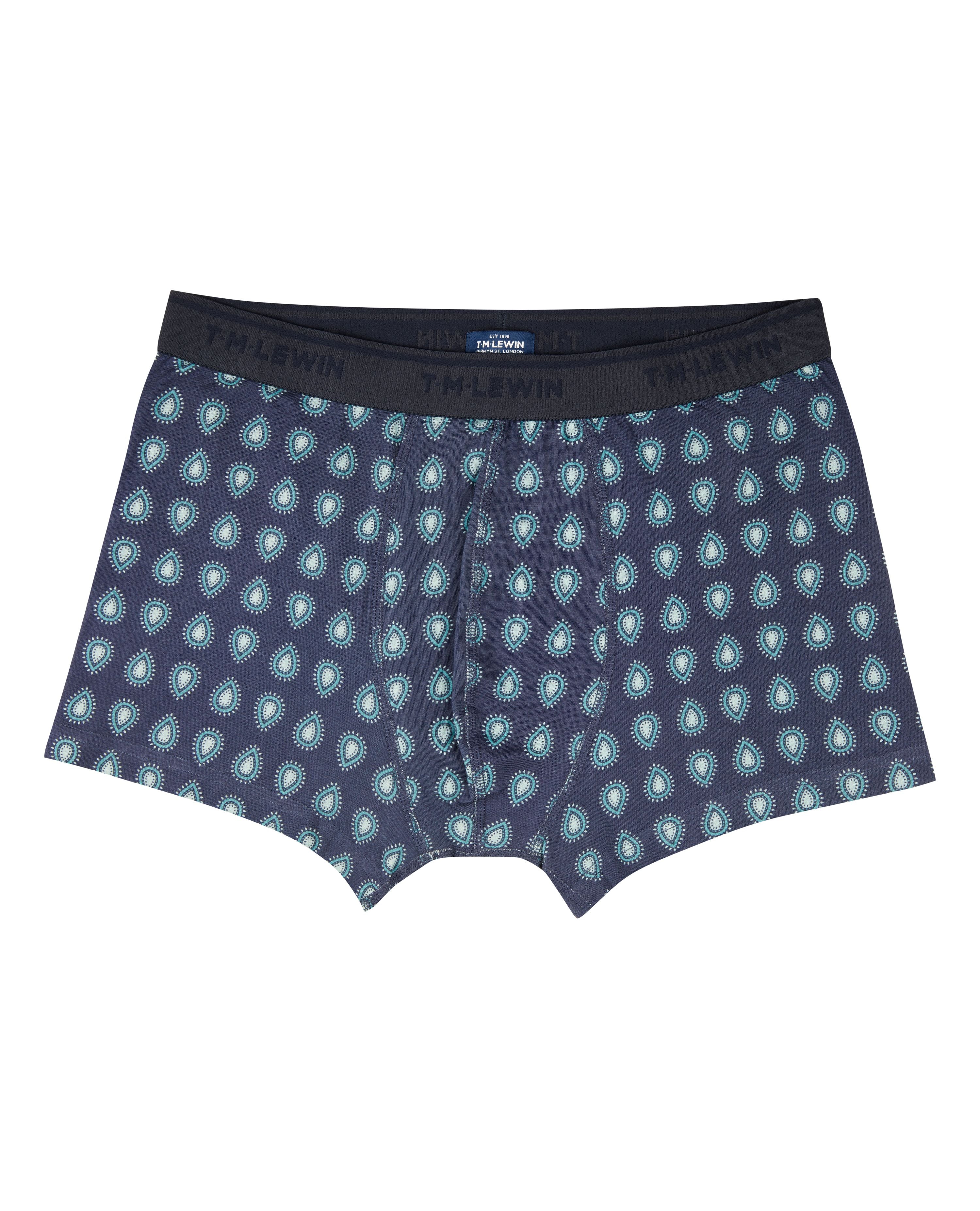 Navy and Blue Paisley Cotton Stretch Boxers