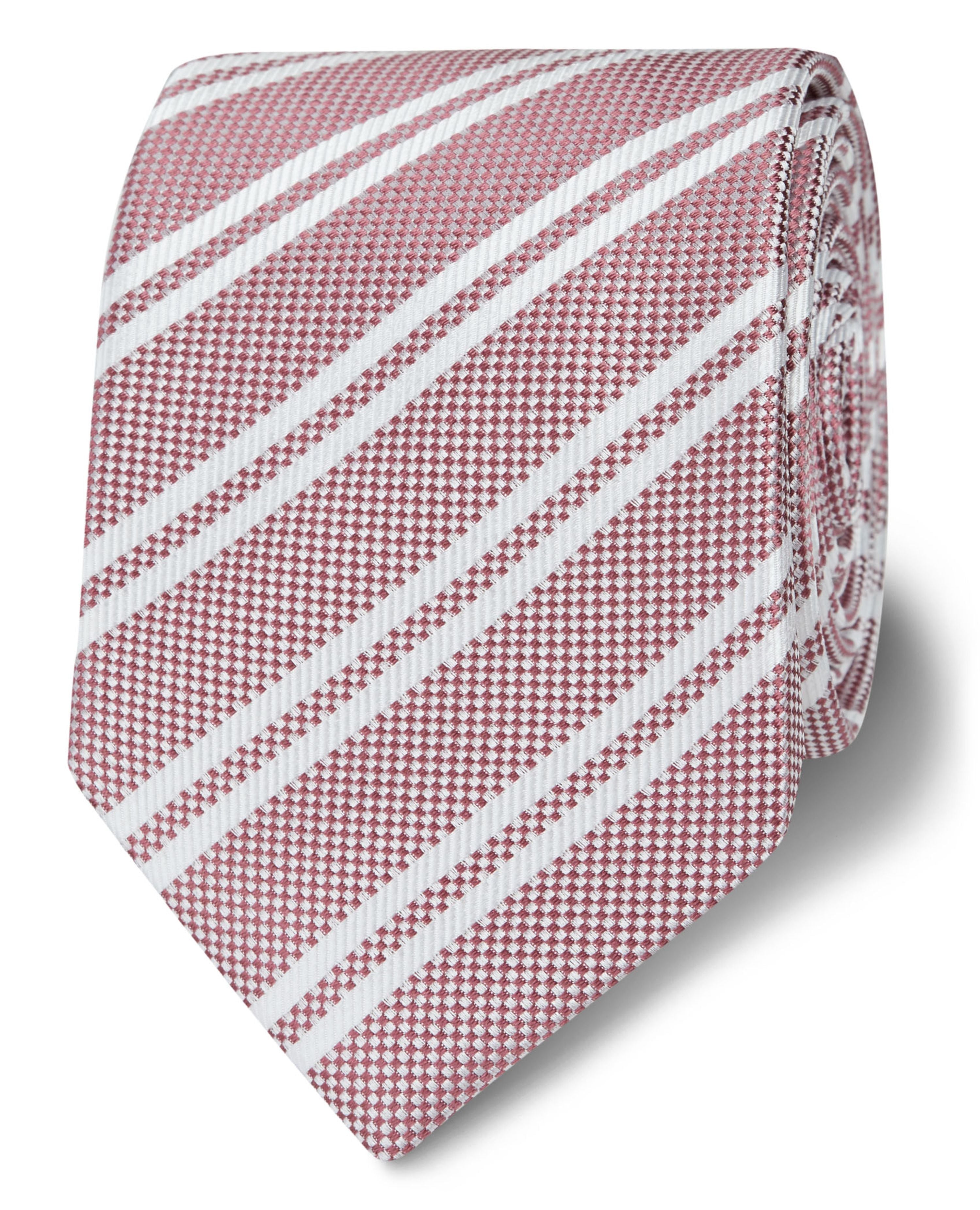 Slim Pink Double Stripe Silk Tie