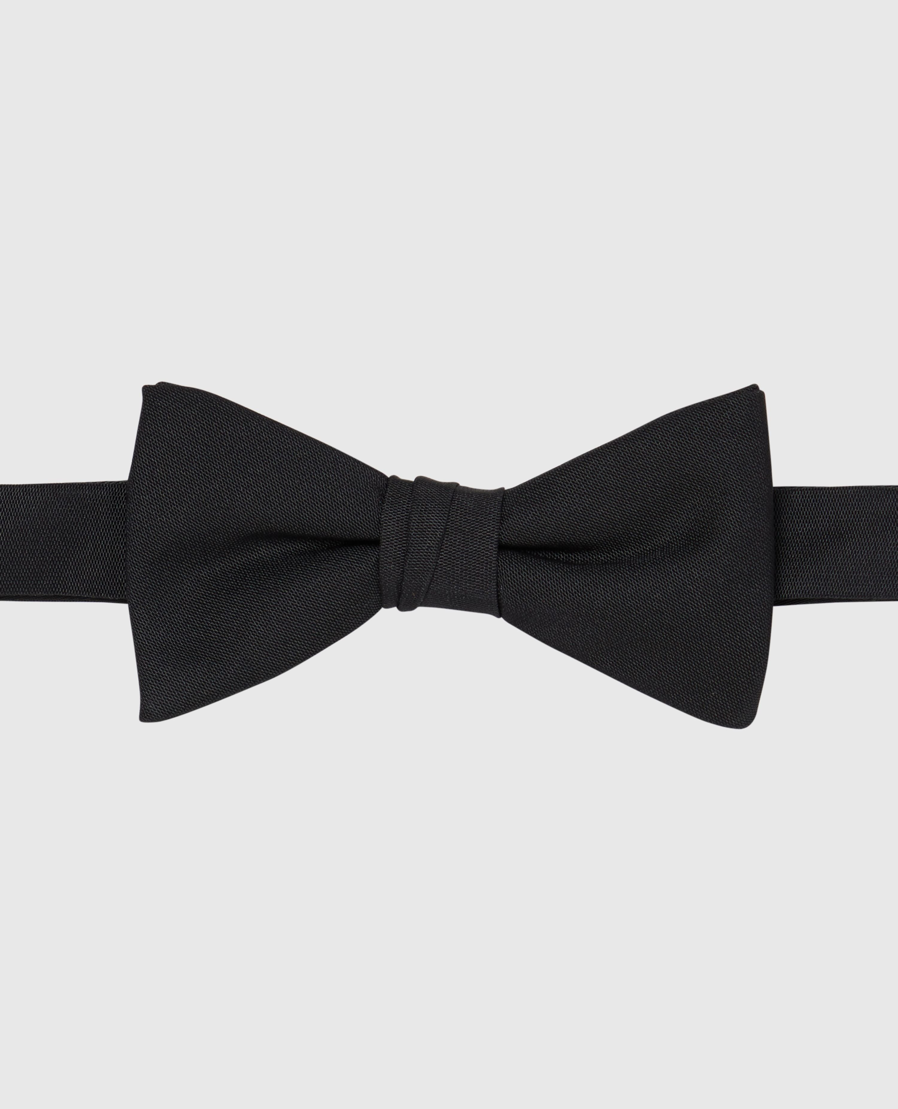 Black Barathea Tied Bow Tie