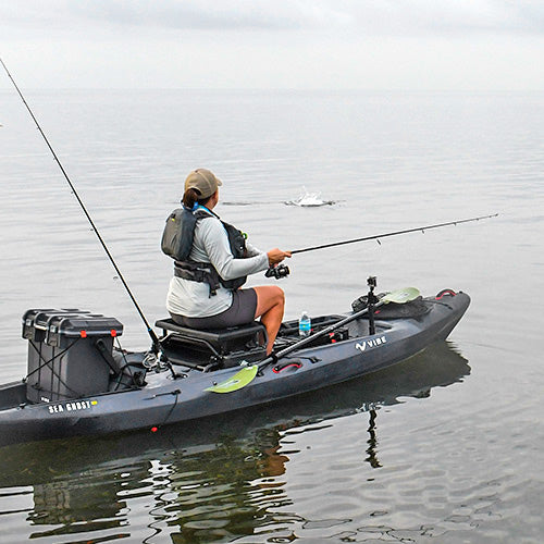 Kayak de pêche Vibe Sea Ghost 130 avec perche assise Summit