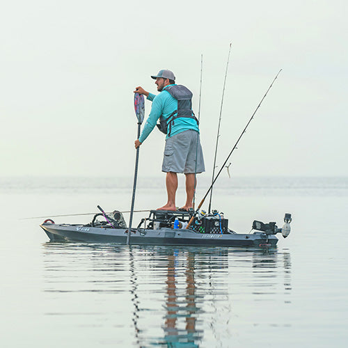 Sight fishing and standing with the Vibe Kayaks Shearwater 125