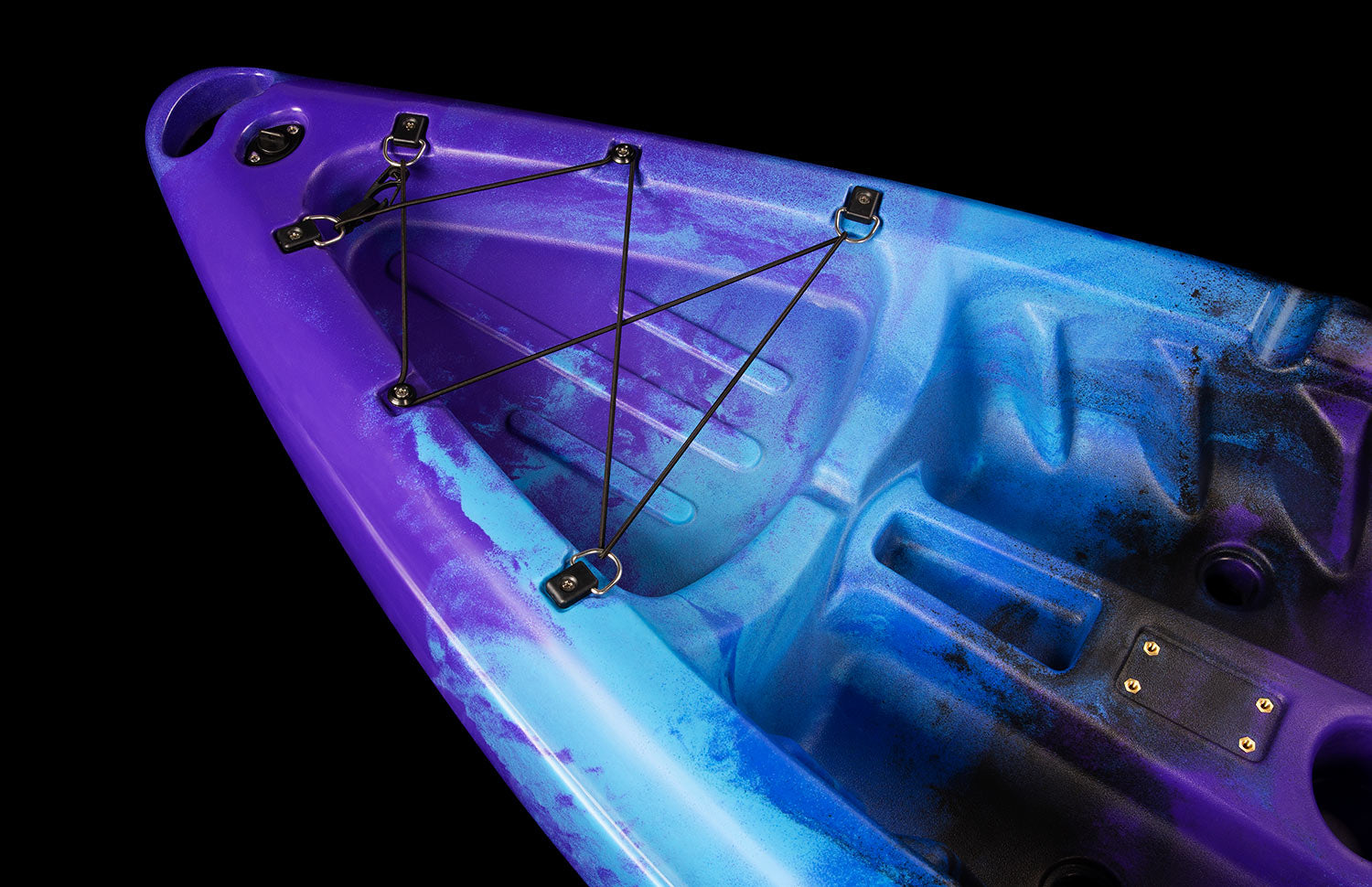 Vibe kayaks Skipjack 90 bow storage area with bungee net