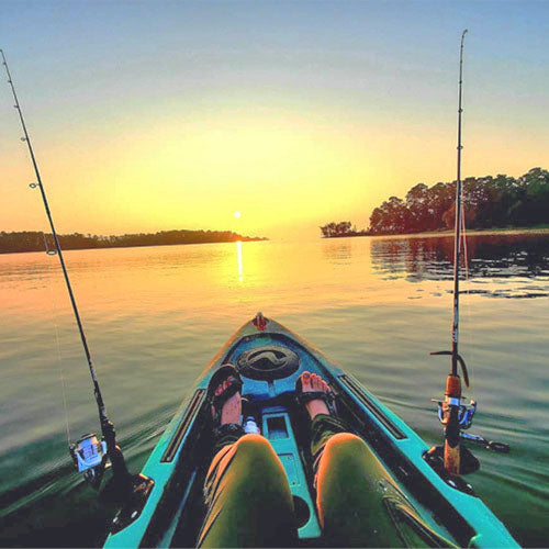 Bow view of Yellowfin 100 kayak in water