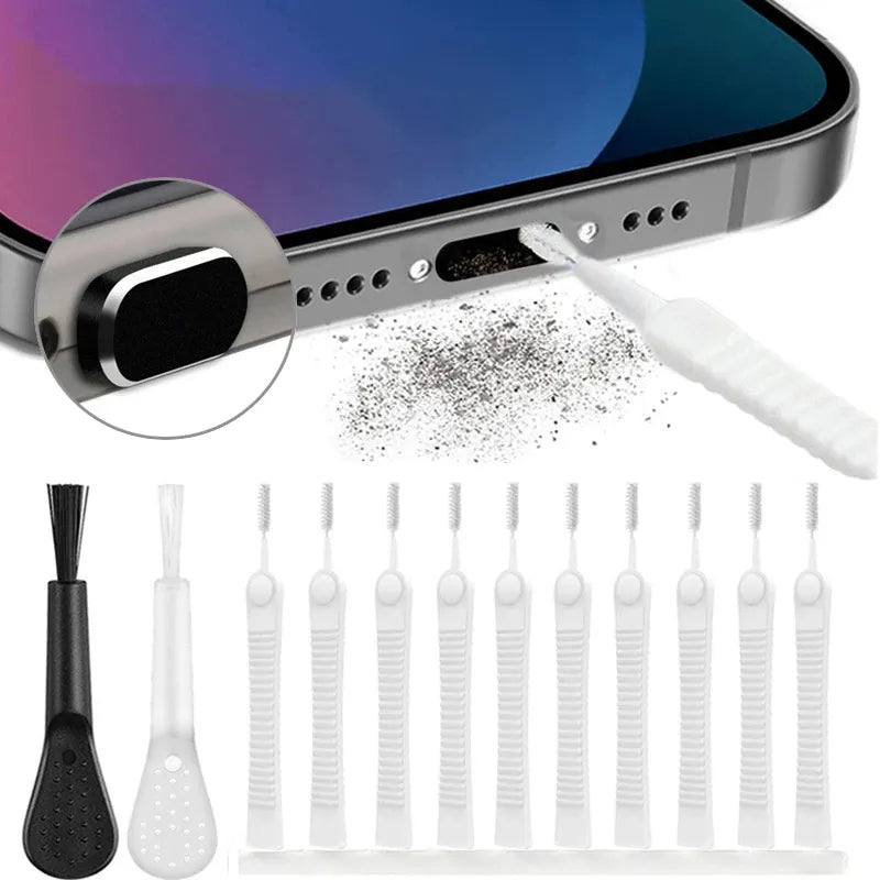 Mobile Phone Charging Port Dust Plug For IPhone Samsung Universal Port Cleaner Kit Computer Keyboard Cleaner Tool Cleaner Brush