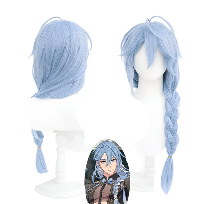 Game Nunu Carnival Edmondnd Wigs Synthetic Long Straight Blue Cosplay Hair Heat Resistant Wig for Party