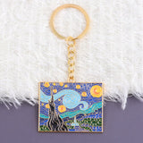 New Van Gogh Classic Oil Painting Keychain Cry Starry Moon Night Sky World Famous Painting Keychain Artist Collection Gift
