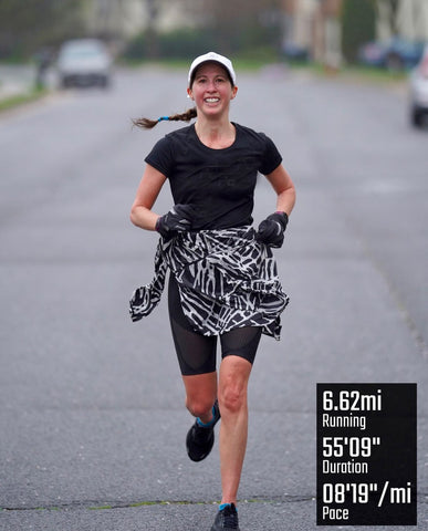 female athlete training for a race in stabilyx ventilator shorts