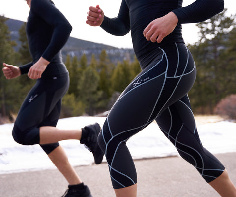 athletes running in endurance generator insulator tights