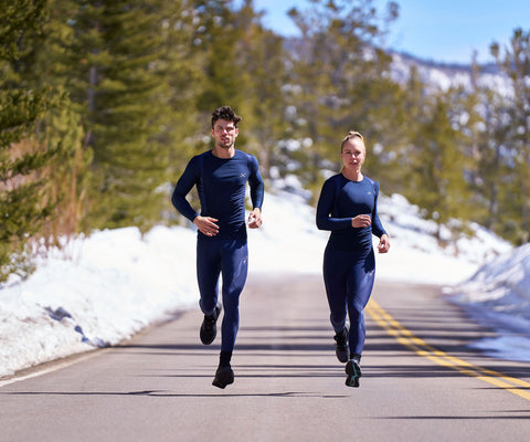 athletes running in endurance generator insulator tights