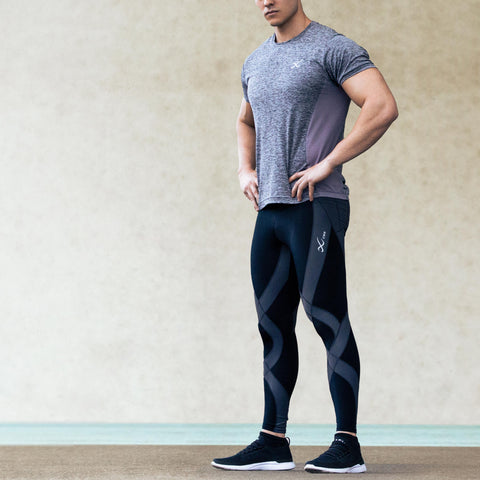 male athlete post workout recovery wearing CW-X compression pants